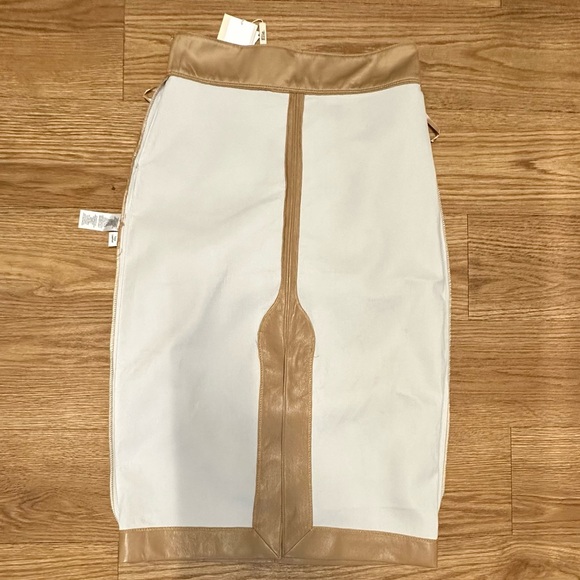 ELIE ELIE TAHARI Faux Leather Pencil Straight Tan Skirt - Picture 16 of 16